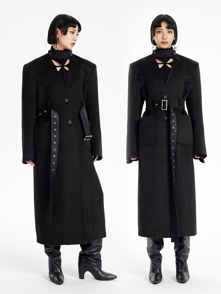 TINY IN  long black woolen coat-DADA