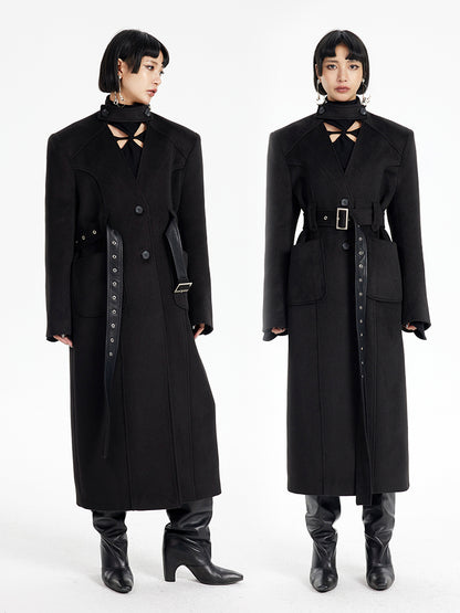 TINY IN  long black woolen coat-DADA