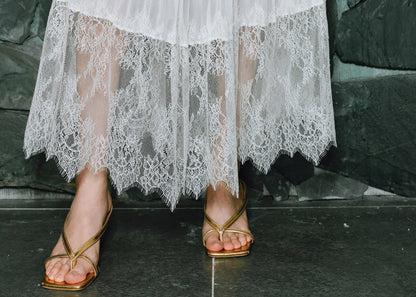 WANGXO | Faux Two-Piece Vest Suit & Romantic Pleated Gauze Skirt -THIA.
