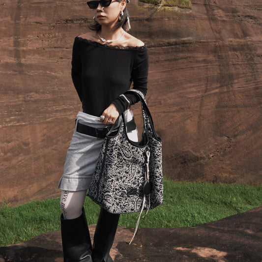 IUBALLET Relaxism New Lace One Shoulder Crossbody Large Capacity Tote Bag - APOCALYPSE ?