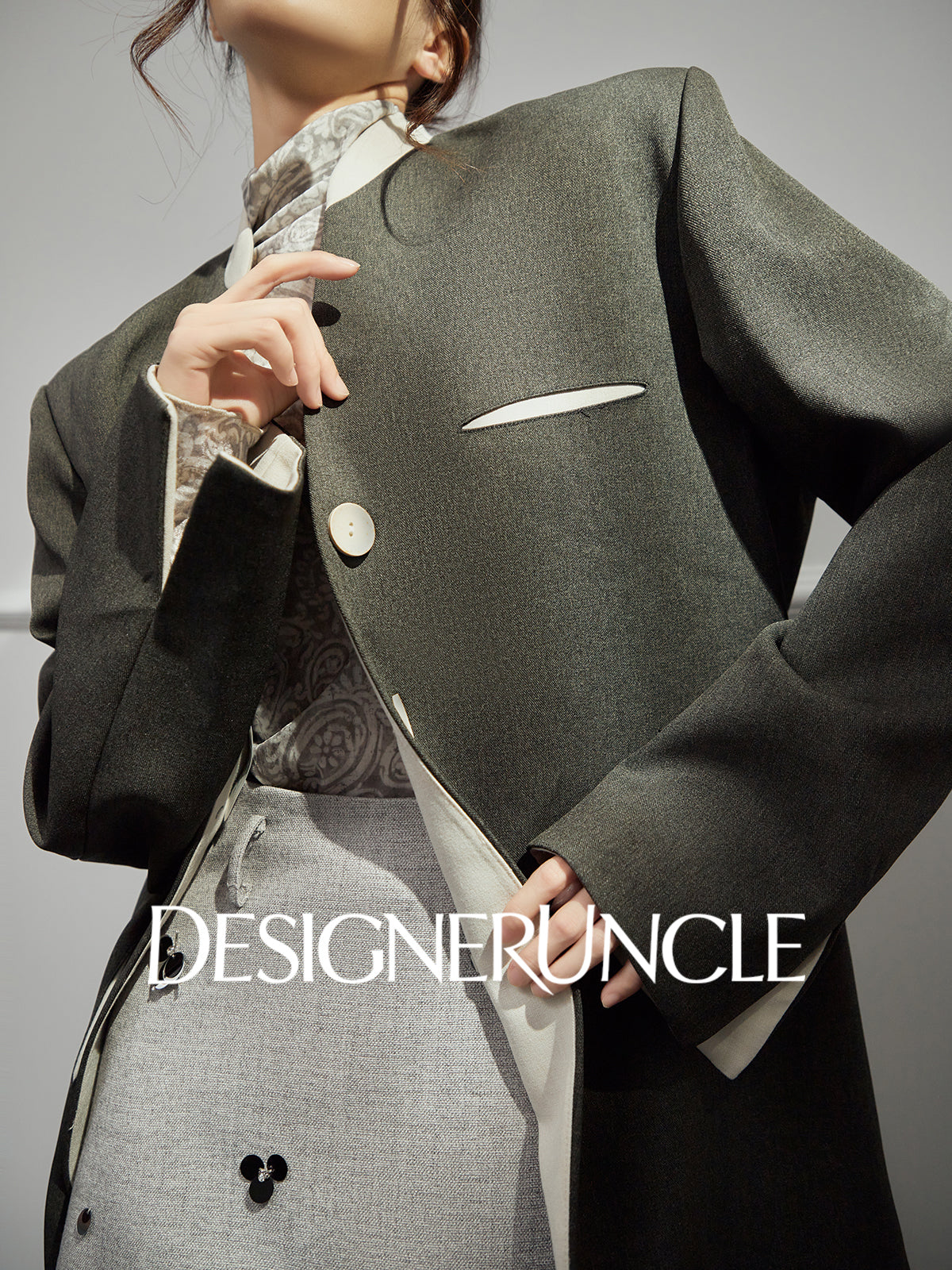 DGU|Twilight Mountain Gray New High-End Loose Slimming Versatile Blazer - Stephan.