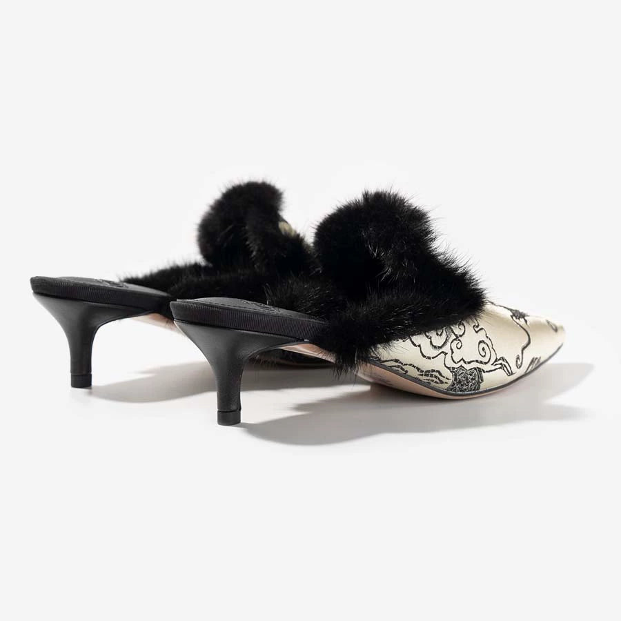 B-FEI New Chinese fur pointed toe heel-KAKA.