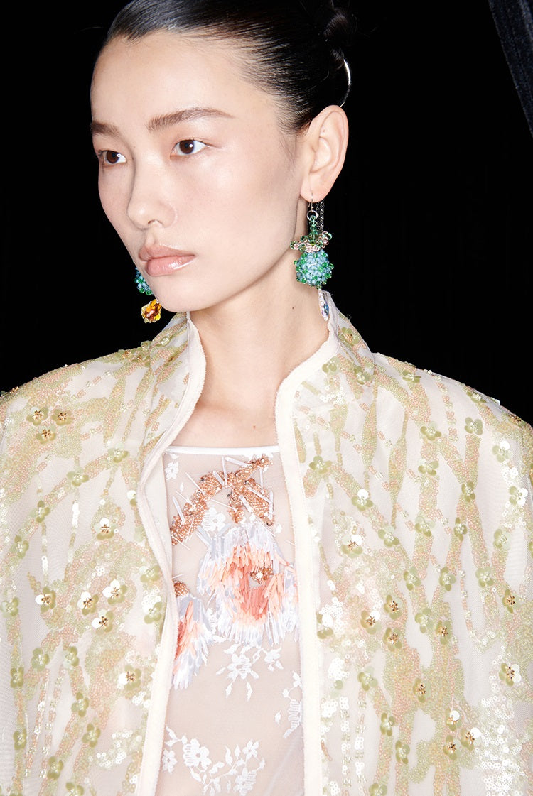 M essential Mackay designer Jinghui embroidered stand-up collar loose jacket - JACKIE.