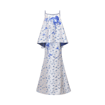 M essential Mackay designer butterfly jacquard blue vine butterfly dress skirt - MASTER.