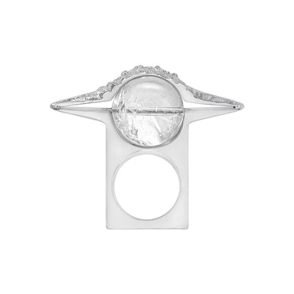 TUYUE silver gold plated plastic flower black hole ring - MONICA.