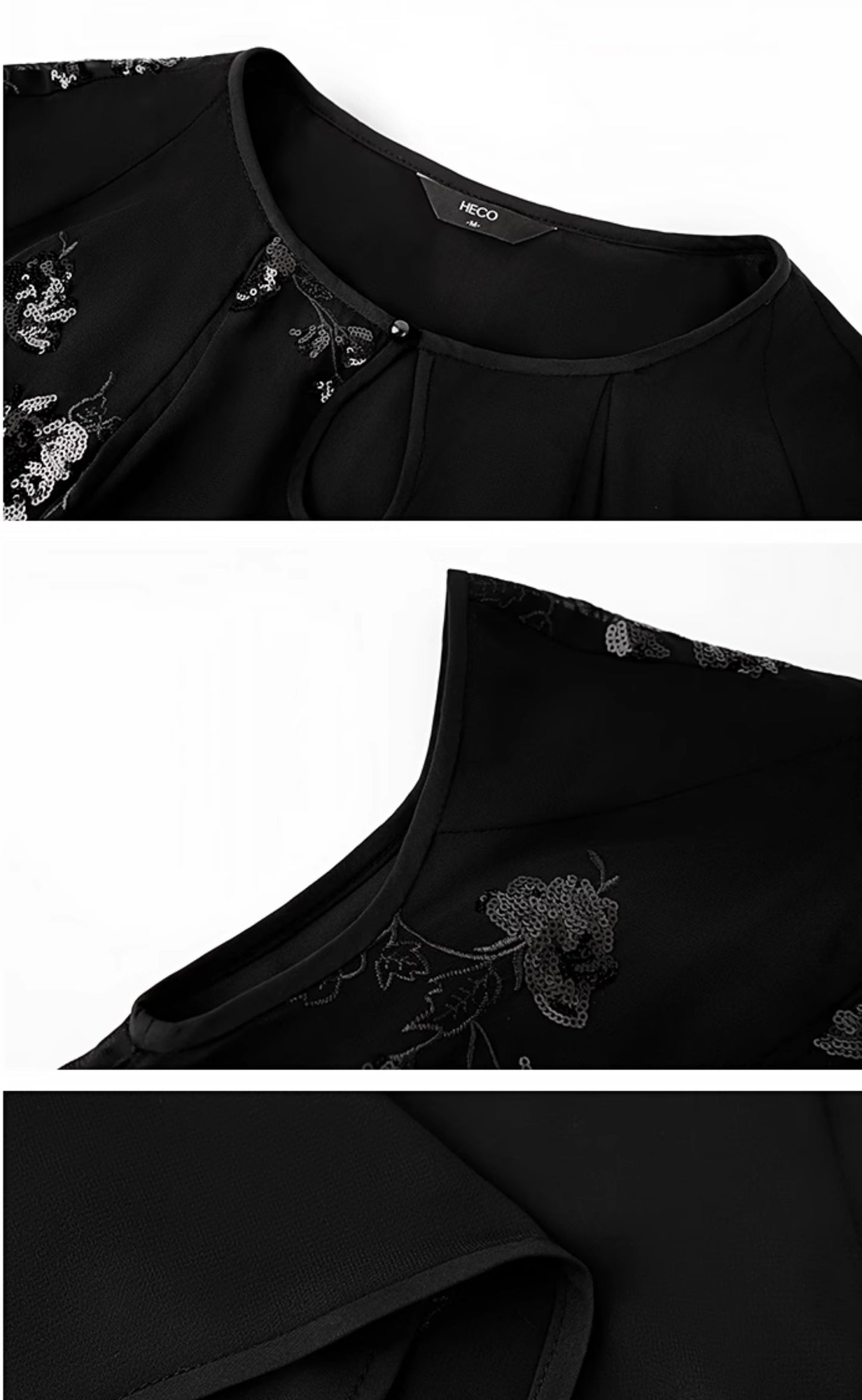 HECO Chinese Style Water Drop Neck Shoulder Embroidered Dress - SWEAT.
