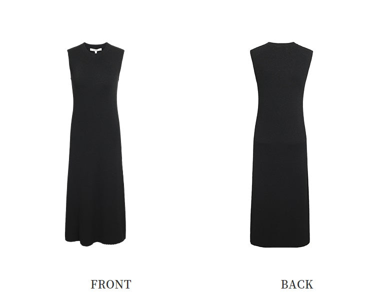ZHUCHONGYUN Elegant Sleeveless Crew Neck Slim Knit Dress--ALUCARD.
