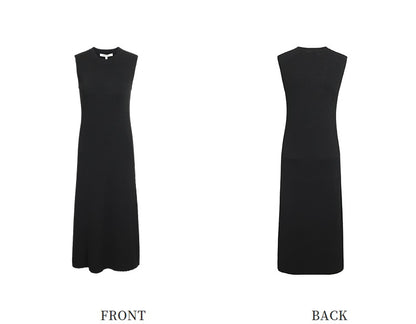 ZHUCHONGYUN Elegant Sleeveless Crew Neck Slim Knit Dress--ALUCARD.