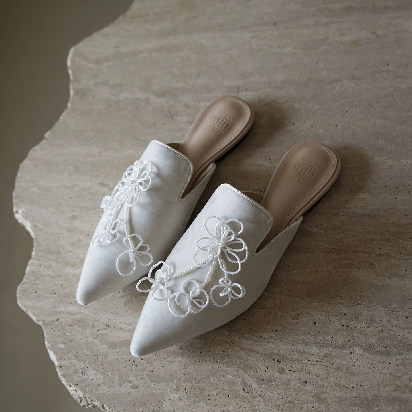 B-FEI women summer white beaded flat shoes-MOREU.