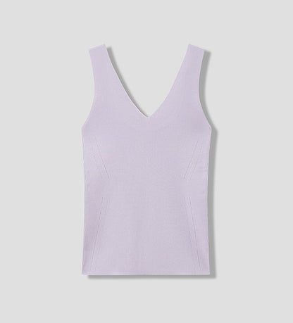 COMME MOI  Summer Acetate V-Neck Tight Knit Vest - AURORA.