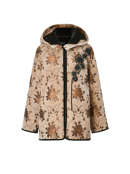M essential Mackay drop-off jacquard crochet-embroidered hooded puffer jacket - all apere.