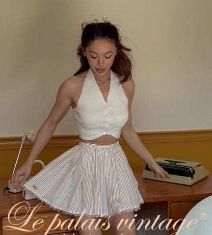 Le Palais Vintage Summer knitted vests halterneck suspenders- ROBBIE.