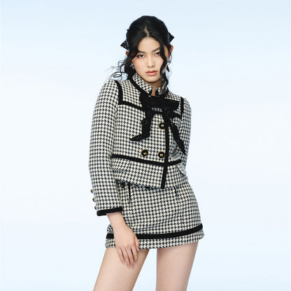 FAME Classic Gray Houndstooth short coat - NOVA