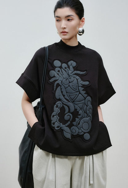 ZHUCHONGYUN dragon designed short-sleeved top-HUGH.