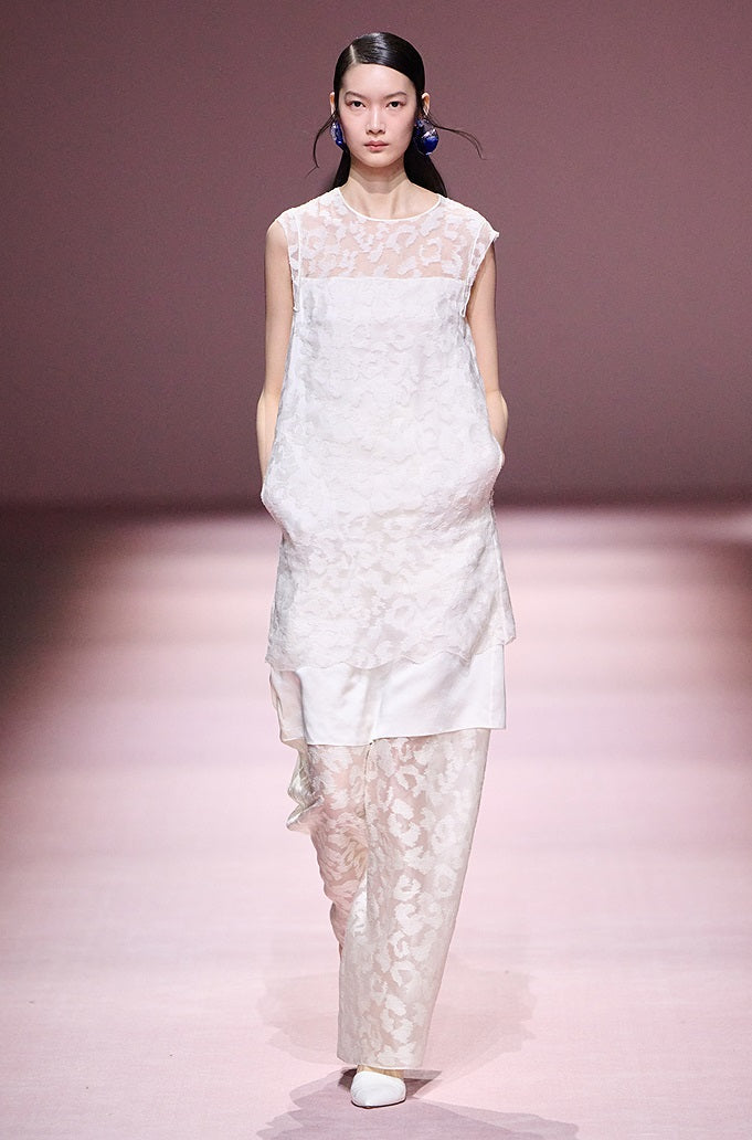 COMME MOI white silk embroidered midi dress - ISREAL.