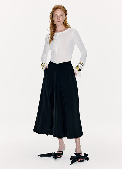 ATELIER MISS LU Spring Pinch Pleats Design Swing A-Line Umbrella Skirt - AUDREY.