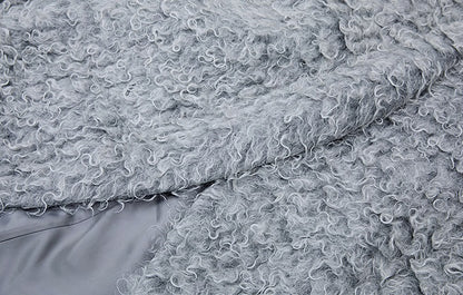 ZHUCHONGYUN curly textured wool loose midi curved cardigan jacket--MOJO.