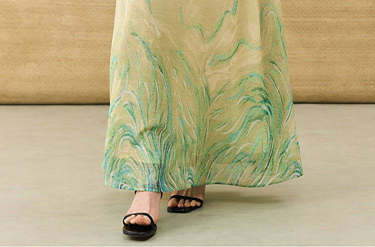 HECO Chinese Style Gradient Print Summer Temperament Charm Skirt - ZADE.