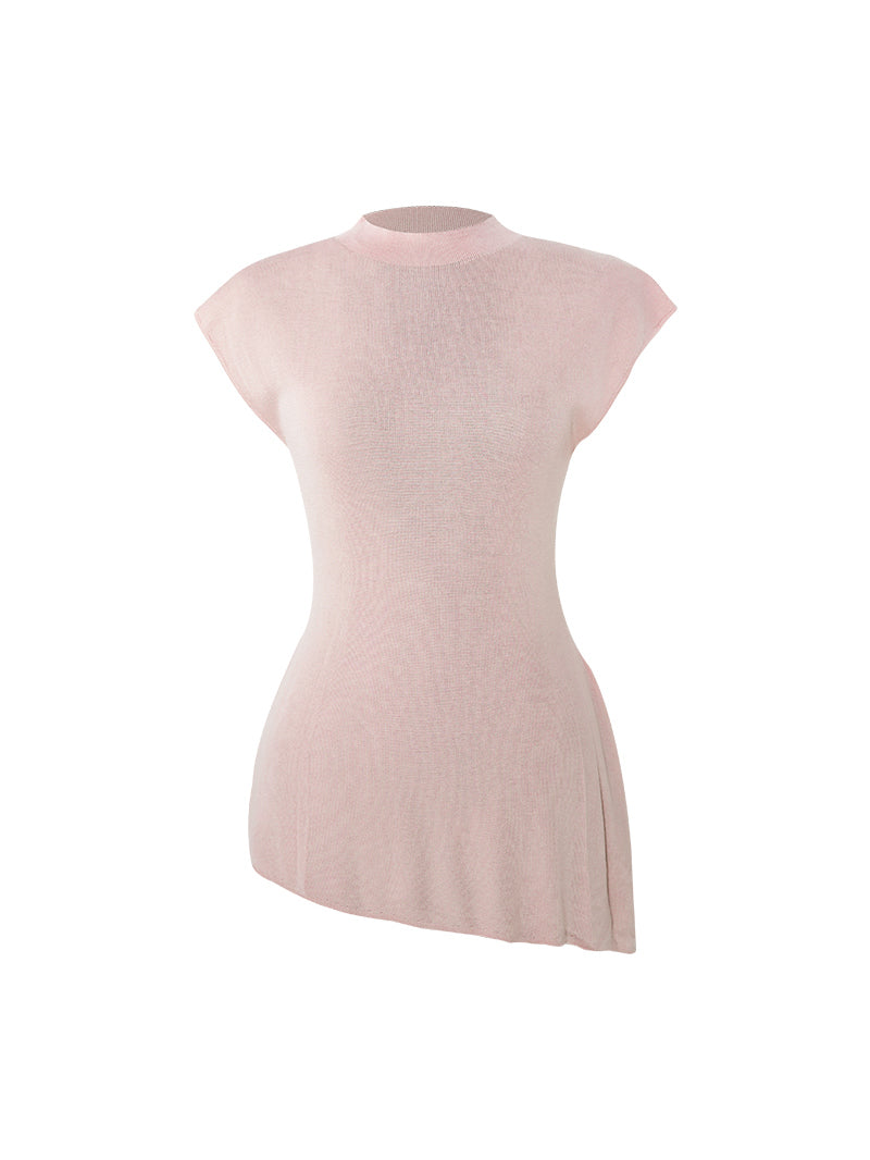 HECO Shoulder Sleeveless Oblique Hem Top - SABO.