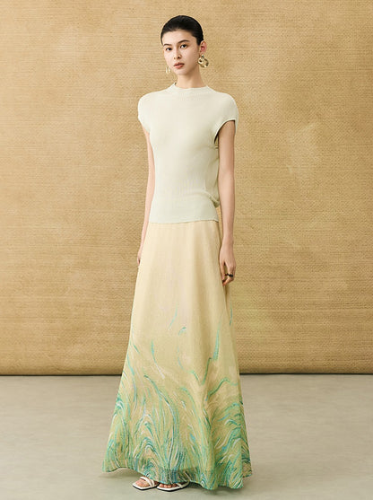 HECO Chinese Style Gradient Print Summer Temperament Charm Skirt - ZADE.