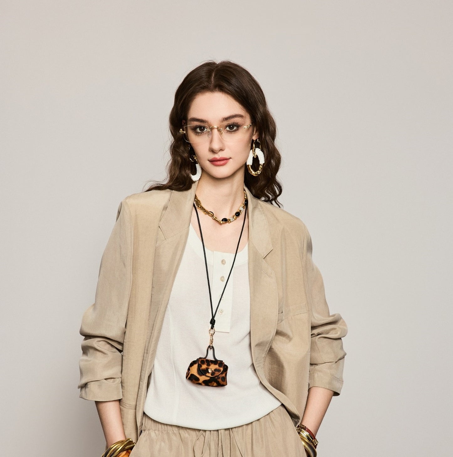 ANNASPEAK cowhide fashion pendant accessory leopard print headphone case-CHISUYA.