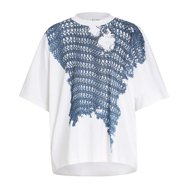 ZHUCHONGYUN woven crew neck short-sleeved T-shirt--OKUMURA.