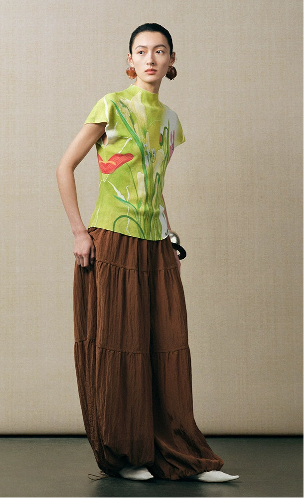 ZHUCHONGYUN flower language love paper printed short-sleeved knitted top--AUTIM.