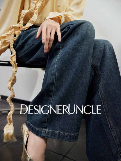 DGU "Lan Shape" Blue Jeans New Retro Wide-leg High-Waist Slimming Versatile Pants - VIE ?