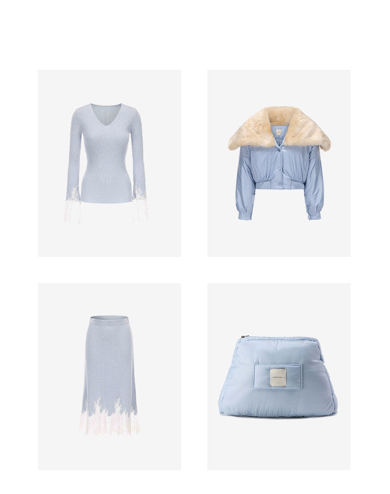ATELIER MISS LU lace-panelled cashmere and wool-blend top - IRIS