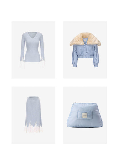 ATELIER MISS LU lace-panelled cashmere and wool-blend top - IRIS