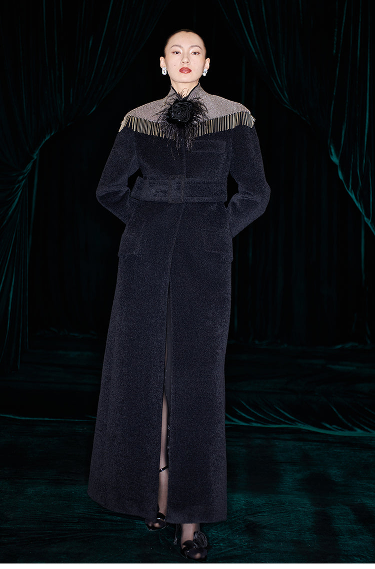 M essential Mackay designer brand water-collar tunic coat - game.