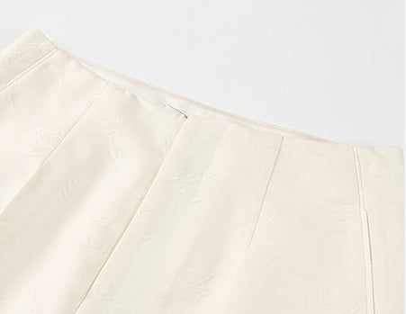 COMME MOI Lu Yan designer high-intelligence commuter silk wool jacquard wide-leg pants - BIEBER.