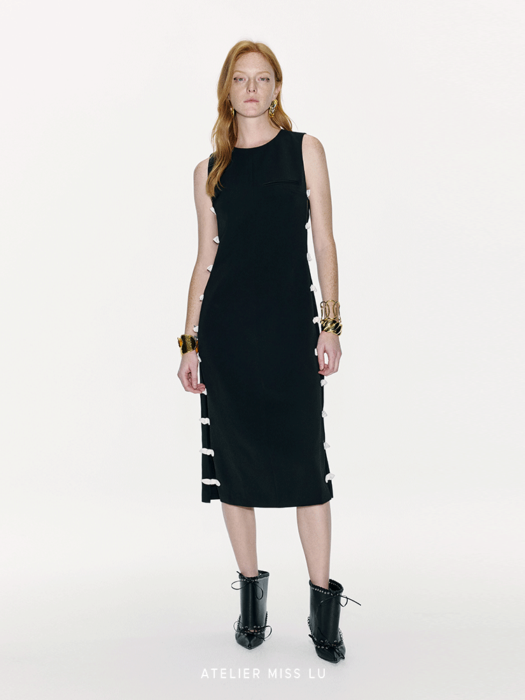 ATELIER MISS LU Rabbit Ears Bow Contrasting Patchwork Dress - NEXTER.