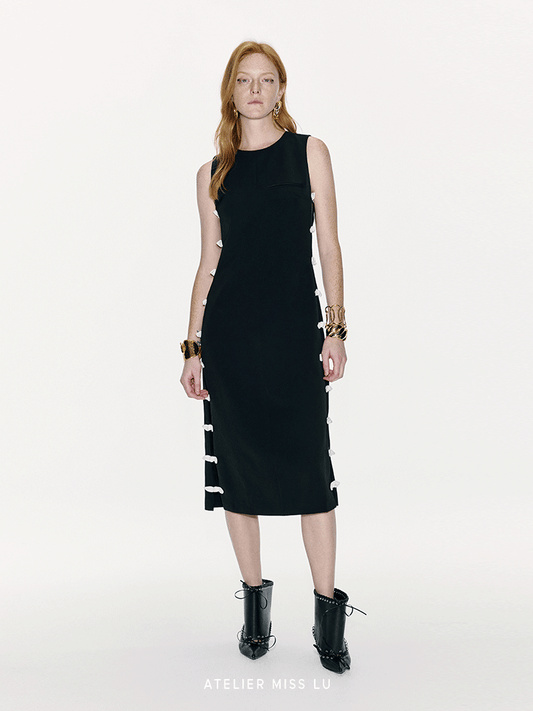 ATELIER MISS LU Rabbit Ears Bow Contrasting Patchwork Dress - NEXTER.