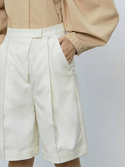 TINY IN women's open-line high waist black white shorts-MAN