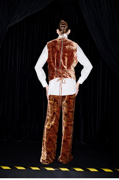 M essential Mackay designer Indian silk embroidery gilet vest pant suit - yaiu.