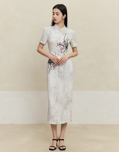 HECO old texture linen midi dress women - dome.