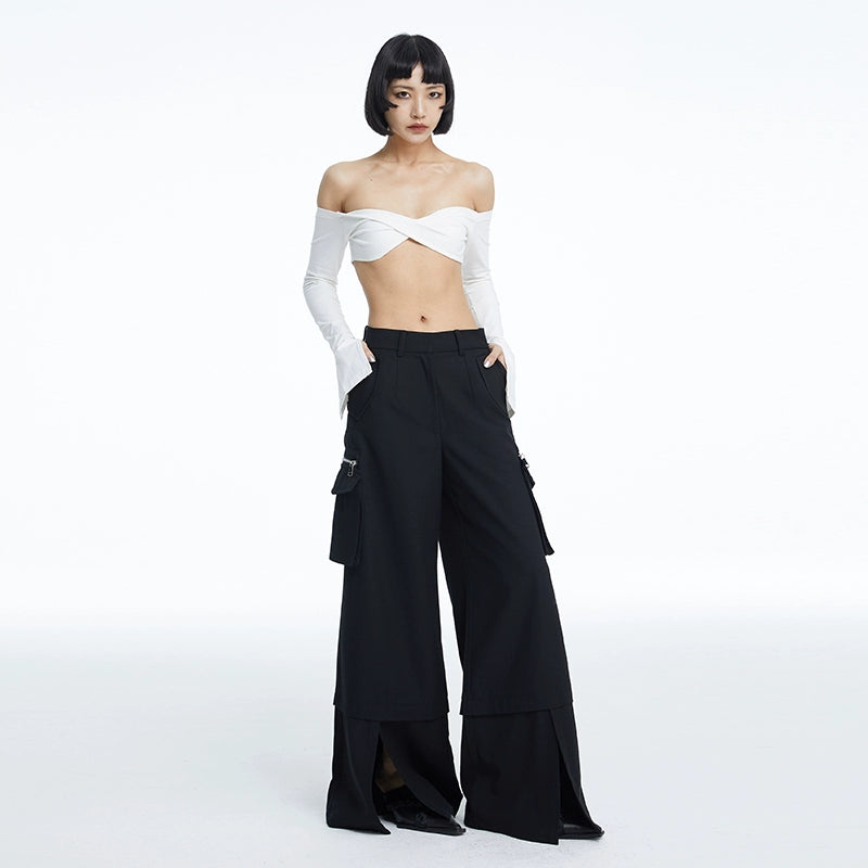 TINY IN Pocket Detachable Loose Track Cargo Pants-NIA