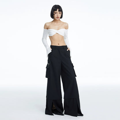 TINY IN Pocket Detachable Loose Track Cargo Pants-NIA