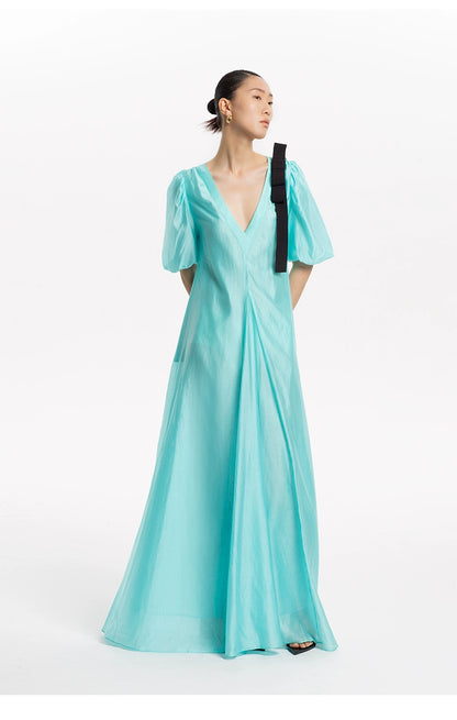 LEDI W breathable cool silky high-end flowy maxi dress - Olri