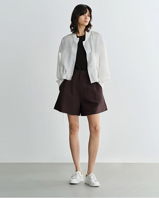 COMME MOI summer women's white cropped waist jacket - ELANOR.