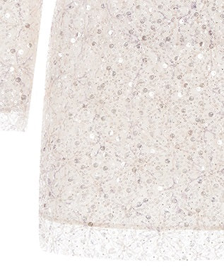 Wardrobes By Chen Elegant Off White Sequin Long Sleeve Bow bridal Short Dress-Shelly