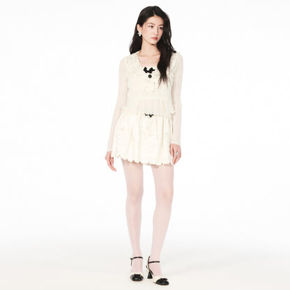 FAME openwork embroidered satin skirt - THEODORE