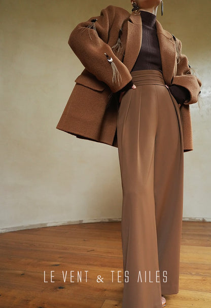 LE VENT&TES AILES luxury wool reversible ostrich feather blazer coat-MAVS.