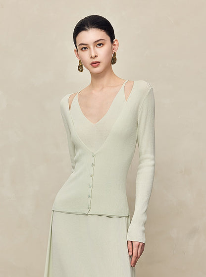 HECO Two Layered Knitted Long Sleeve Tops for Women - LIFE.