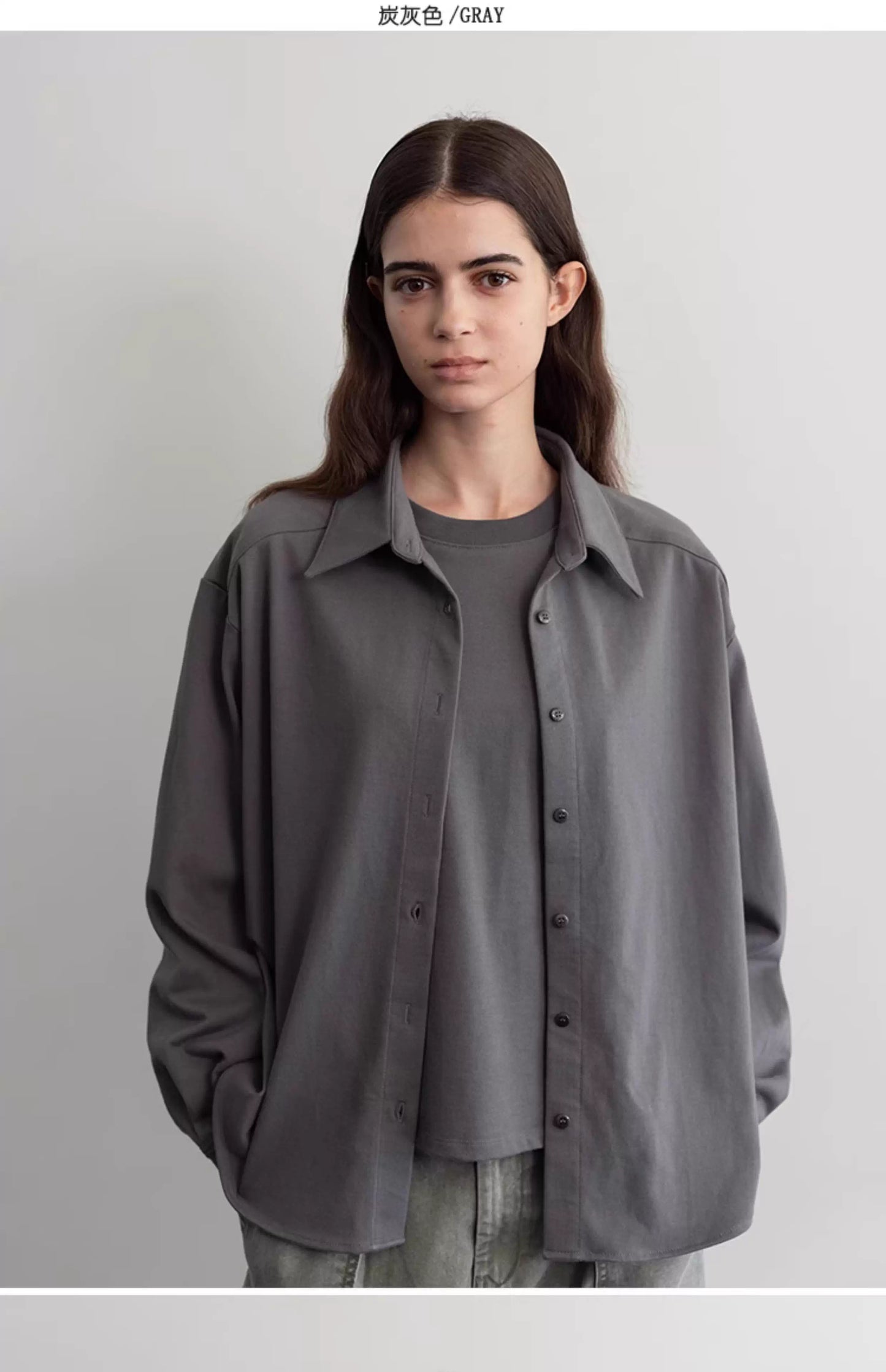 Nothing Written long short sleeve t-shirt cotton shirt-IVY!