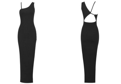 DOLLY Luxury Sleeveless One Shoulder Backless Sexy Knitted Long Dress-ZELDA