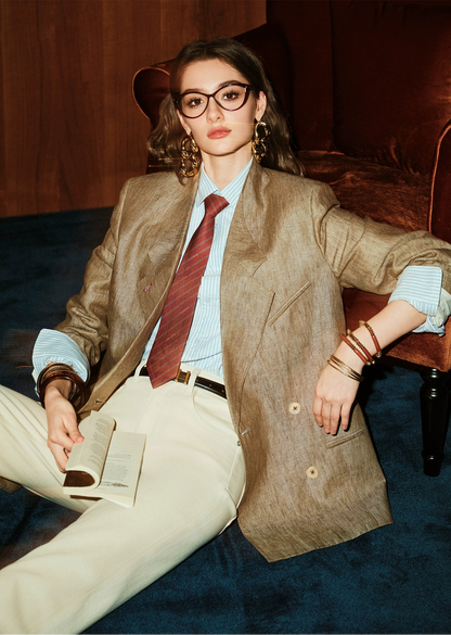 ANNASPEAK Linen Old Money Style Suit -FIGS.