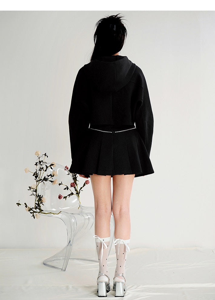 CHECORE Stubble Butterfly Cut-out High-waisted Pleated Two-piece Suit Set - OFFEND