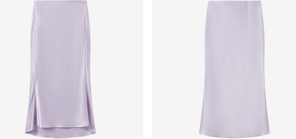 COMME MOI Lv Yan designer summer women's purple temperament double-sided satin fishtail skirt - DAISY.